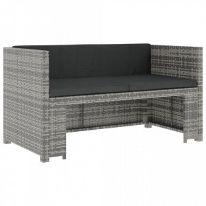 Set mobilier de grădină cu perne, 5 piese, gri, poliratan - Img 3