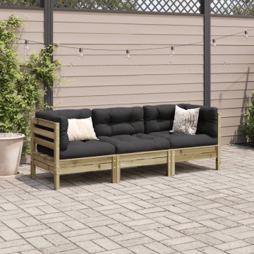 Set mobilier de grădină cu perne, 5 piese, lemn de pin tratat - Img 3