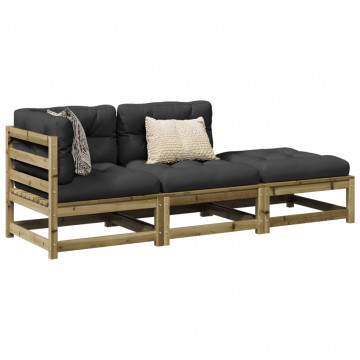 Set mobilier de grădină cu perne, 5 piese, lemn de pin tratat - Img 1