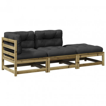 Set mobilier de grădină cu perne, 5 piese, lemn de pin tratat - Img 2