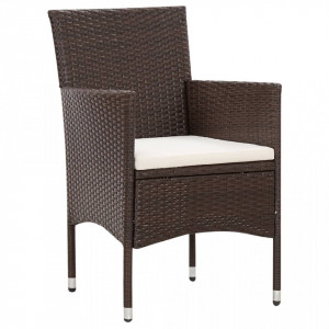 Set mobilier de grădină cu perne, 5 piese, maro, poliratan - Img 6