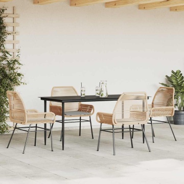 Set mobilier de grădină cu perne 5 piese maro sticlă polirattan - Img 3