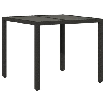 Set mobilier de grădină cu perne 5 piese negru poliratan&sticlă - Img 4