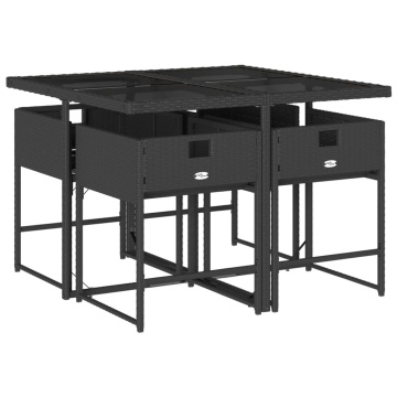 Set mobilier de grădină cu perne, 5 piese, negru, poliratan - Img 8
