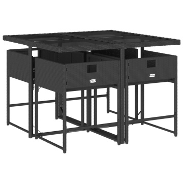Set mobilier de grădină cu perne, 5 piese, negru, poliratan - Img 3