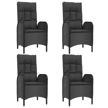 Set mobilier de grădină cu perne, 5 piese, negru, poliratan - Img 4