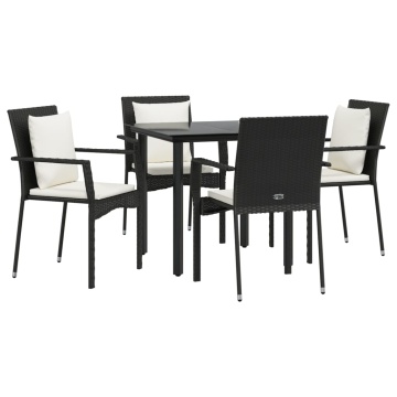 Set mobilier de grădină cu perne, 5 piese, negru, poliratan - Img 3
