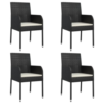 Set mobilier de grădină cu perne, 5 piese, negru, poliratan - Img 4