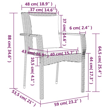 Set mobilier de grădină cu perne, 5 piese, negru, poliratan - Img 7