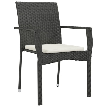 Set mobilier de grădină cu perne, 5 piese, negru, poliratan - Img 8