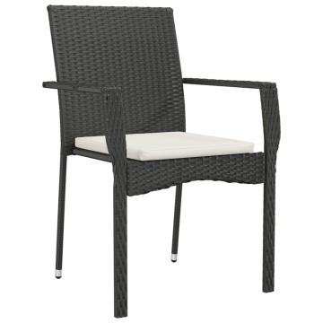 Set mobilier de grădină cu perne, 5 piese, negru, poliratan - Img 8