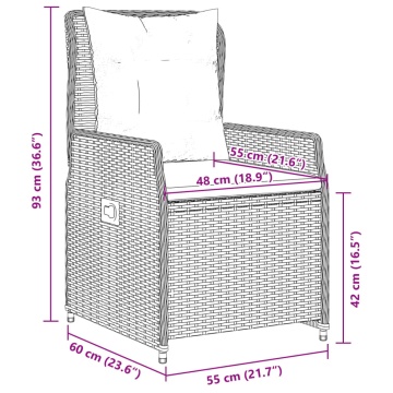 Set mobilier de grădină cu perne, 5 piese, negru, poliratan - Img 7