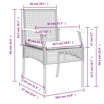 Set mobilier de grădină cu perne, 5 piese, negru, poliratan - Img 7