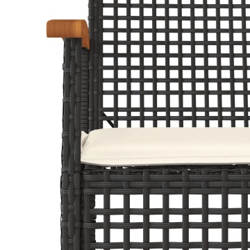 Set mobilier de grădină cu perne, 5 piese, negru, poliratan - Img 8
