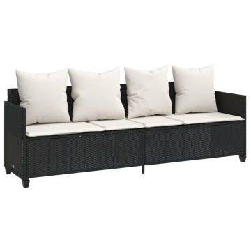 Set mobilier de grădină cu perne, 5 piese, negru, poliratan - Img 3