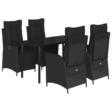 Set mobilier de grădină cu perne, 5 piese, negru, poliratan - Img 2