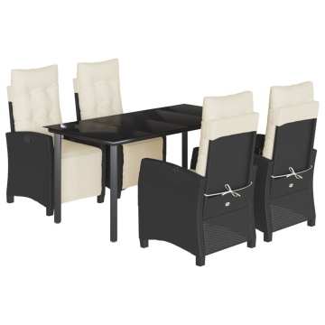 Set mobilier de grădină cu perne, 5 piese, negru, poliratan - Img 2