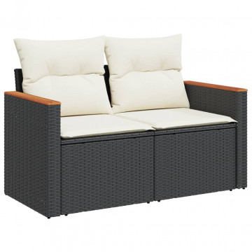 Set mobilier de grădină cu perne, 5 piese, negru, poliratan - Img 3