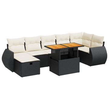 Set mobilier de grădină cu perne, 5 piese,poliratan/lemn acacia - Img 2
