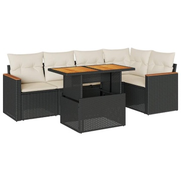 Set mobilier de grădină cu perne, 5 piese,poliratan/lemn acacia - Img 2