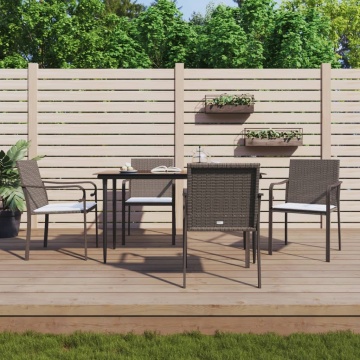 Set mobilier de grădină cu perne, 5 piese, poliratan și oțel - Img 1