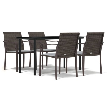 Set mobilier de grădină cu perne, 5 piese, poliratan și oțel - Img 2