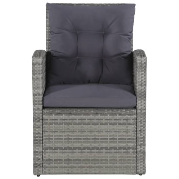 Set mobilier de grădină cu perne, 6 piese, gri, poliratan - Img 8
