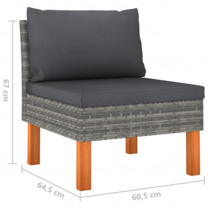 Set mobilier de grădină cu perne, 6 piese, gri, poliratan - Img 7