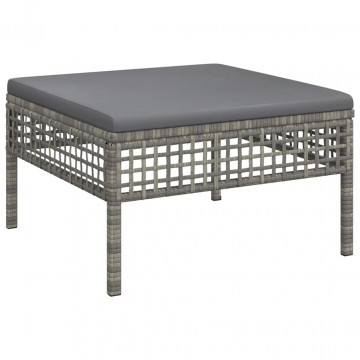 Set mobilier de grădină cu perne, 6 piese, gri, poliratan - Img 5