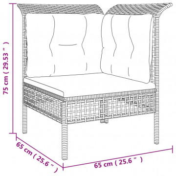 Set mobilier de grădină cu perne, 6 piese, gri, poliratan - Img 7