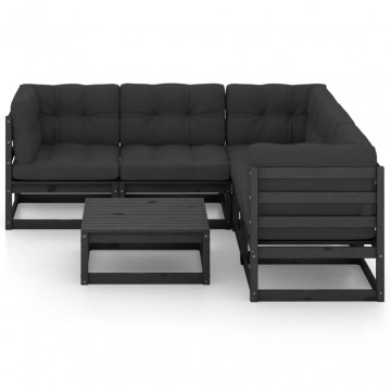 Set mobilier de grădină cu perne, 6 piese, lemn masiv de pin - Img 3