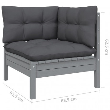 Set mobilier de grădină cu perne, 6 piese, lemn masiv de pin - Img 5