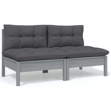 Set mobilier de grădină cu perne, 6 piese, lemn masiv de pin - Img 8