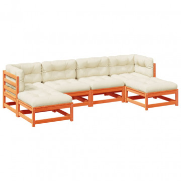 Set mobilier de grădină cu perne, 6 piese, lemn masiv de pin - Img 2