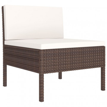Set mobilier de grădină cu perne, 6 piese, maro, poliratan - Img 5