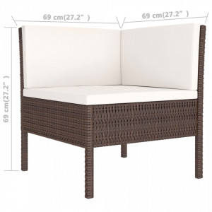 Set mobilier de grădină cu perne, 6 piese, maro, poliratan - Img 5