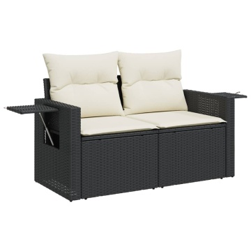 Set mobilier de grădină cu perne, 6 piese, negru, poliratan - Img 3
