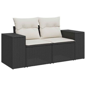 Set mobilier de grădină cu perne, 6 piese, negru, poliratan - Img 3