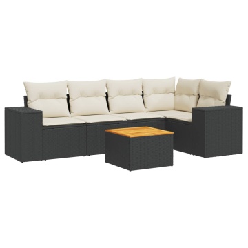 Set mobilier de grădină cu perne, 6 piese, negru, poliratan - Img 2