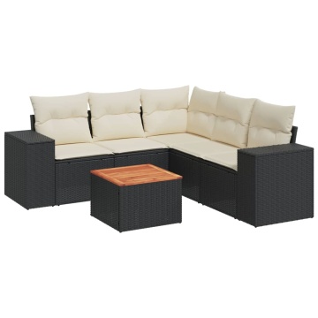 Set mobilier de grădină cu perne, 6 piese, negru, poliratan - Img 2