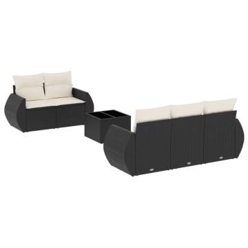 Set mobilier de grădină cu perne, 6 piese, negru, poliratan - Img 2