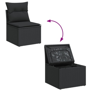 Set mobilier de grădină cu perne, 6 piese, negru, poliratan - Img 6