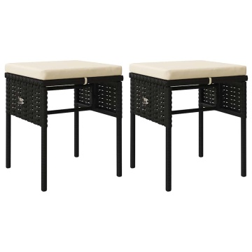Set mobilier de grădină cu perne, 6 piese, negru, poliratan - Img 6