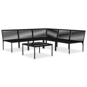 Set mobilier de grădină cu perne, 6 piese, negru, PVC - Img 3