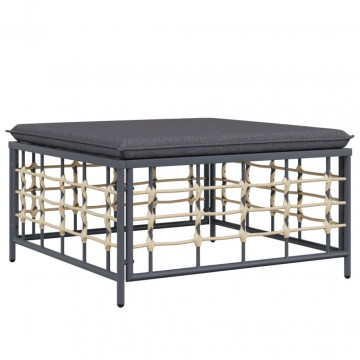 Set mobilier de grădină cu perne, 7 piese, antracit, poliratan - Img 7