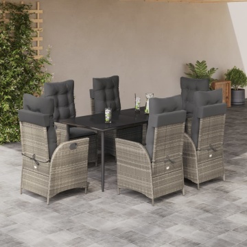 Set mobilier de grădină cu perne, 7 piese gri deschis poliratan - Img 1