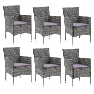 Set mobilier de grădină cu perne, 7 piese, gri, poliratan - Img 3