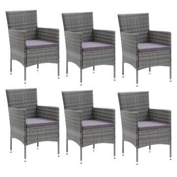 Set mobilier de grădină cu perne, 7 piese, gri, poliratan - Img 3