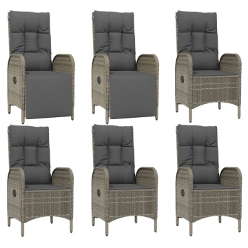 Set mobilier de grădină cu perne, 7 piese, gri, poliratan - Img 4