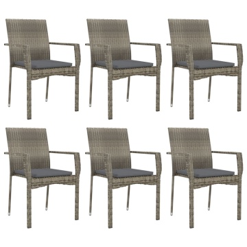 Set mobilier de grădină cu perne, 7 piese, gri, poliratan - Img 4